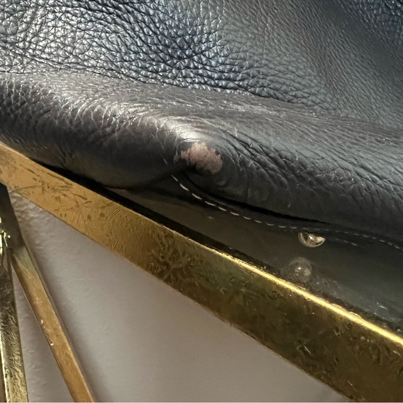 Dooney & Bourke florentine logo lock shoulder bag in dark brown. - Picture 5 of 9